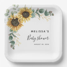 Solros Eucalyptus Blommigt Baby Shower