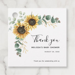 Solros Eucalyptus Blommigt Baby Shower Gåvor Etiketter