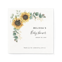 Solros Eucalyptus Blommigt Baby Shower