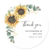Solros Eucalyptus Blommigt Baby Shower Tack
