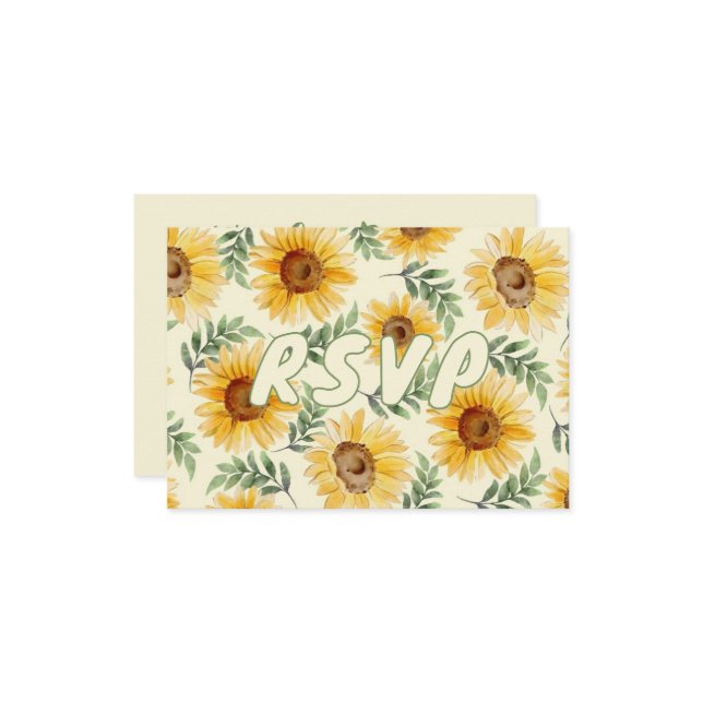 Solros Eucalyptus Blommigt Botanical Bröllop OSA Kort (Fram/Back In Situ)