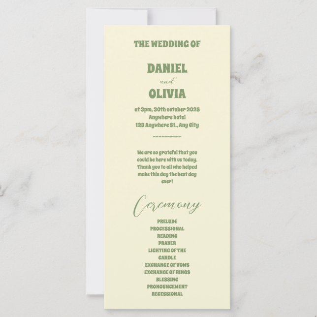 Solros Eucalyptus Blommigt Botanical Wed Programs (Framsida)