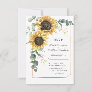 Solros Eucalyptus Blommigt Bröllop OSA Kort