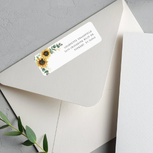 Solros Eucalyptus Blommigt Bröllop Returadress Etikett