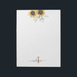 Solros Eucalyptus Blommigt Monogram Snyggt Anteckningsblock<br><div class="desc">Skapa ett modernt anteckningsblock för solrosfärgad Blommigt med den här söta mallen med vacker rustik blommigt bouquet,  med modern enkel feminin typografi. TIP: Matchande bröllop-svit som OSA,  bröllopsprogram,  banderoller,  tapetik,  presentkort,  skyltar och andra bröllop-kök och märkre-godis finns i samlingen nedan med denna design.</div>