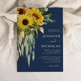 Solros Eucalyptus Bröllop, blå Blommigt Inbjudningar