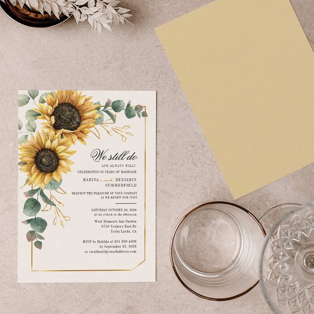Solros Eucalyptus Bröllop Vow Renewal Inbjudan (Skapare uppladdad)
