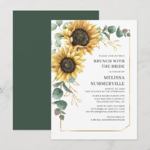 Solros Eucalyptus Brunch med Bride Greenery Inbjudningar