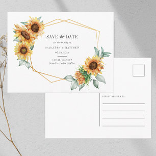 Solros Eucalyptus Geometric Save the Date Meddelande Vykort