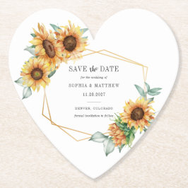 Solros Eucalyptus Geometric Save the Date Underlägg Papper