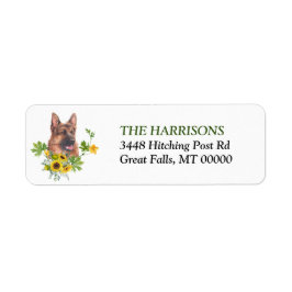 Solros Eucalyptus German Shepherd Hund Label Returadress Etikett