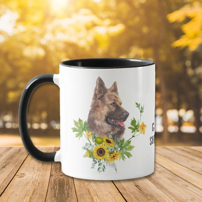 Solros Eucalyptus German Shepherd Hund Mugg (Skapare uppladdad)