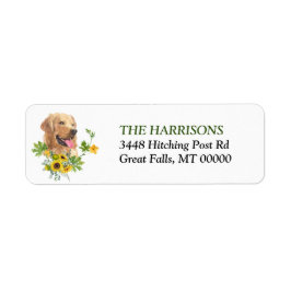 Solros Eucalyptus Golden Retriever Hund Returadress Etikett