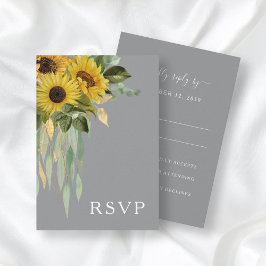Solros Eucalyptus Grått Gult  Fall Wedding OSA Kort