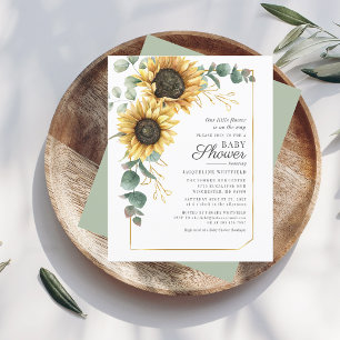 Solros Eucalyptus Greenery Baby Shower Inbjudan