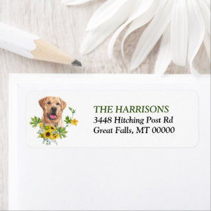 Solros Eucalyptus Gult Labrador Retriever Returadress Etikett