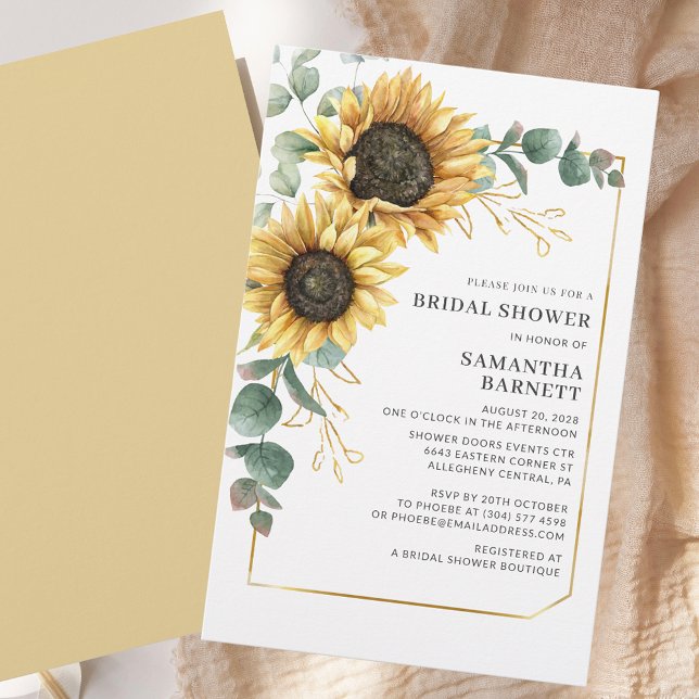 Solros Eucalyptus Inbjudningskort för möhippan Brevpapper (Sunflower Eucalyptus Bridal Shower Invitation Stationery)