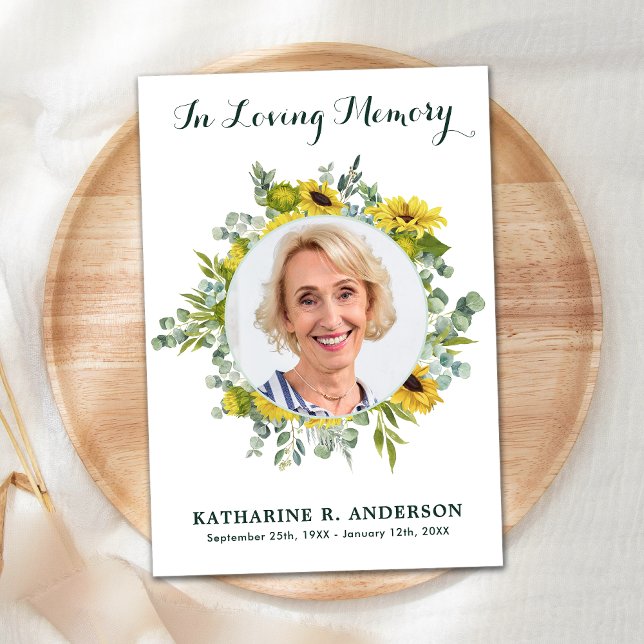 Solros Eucalyptus Memorial Sympathy Funeral Tack Kort (Skapare uppladdad)