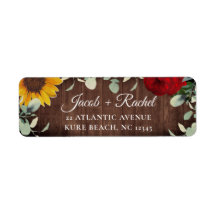 Solros Eucalyptus Röd ros Wood Bröllop Adress