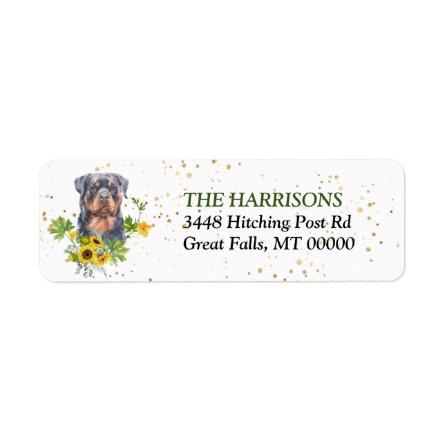 Solros Eucalyptus Rottweiler Returadress Returadress Etikett (Framsidan)