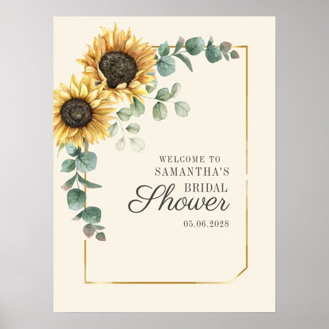 Solros Eucalyptus Script Möhippa Sign Poster (Framsidan)