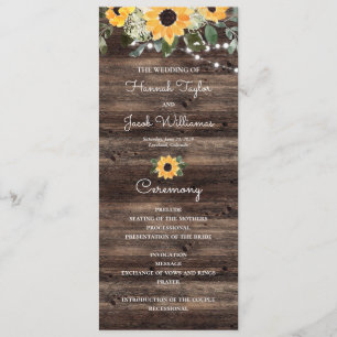 Solros Eucalyptus Wood Bröllopsprogram Program