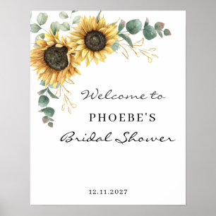 Solros Eukalyptus Blommig Bröllopsdusch Välkommen Poster