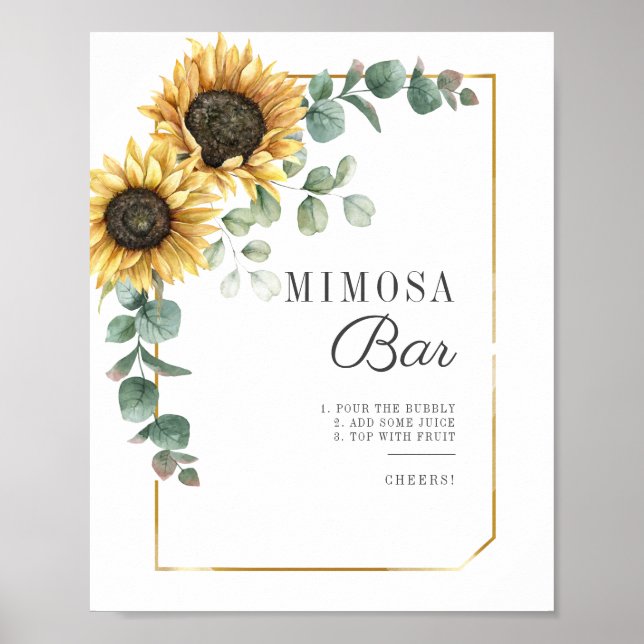 Solros Eukalyptus Bröllopsdusch Mimosa Bar Skylt (Framsidan)