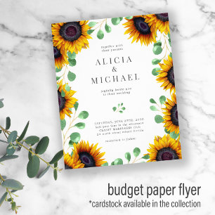 Solros eukalyptus budget bröllopsinbjudan flygblad