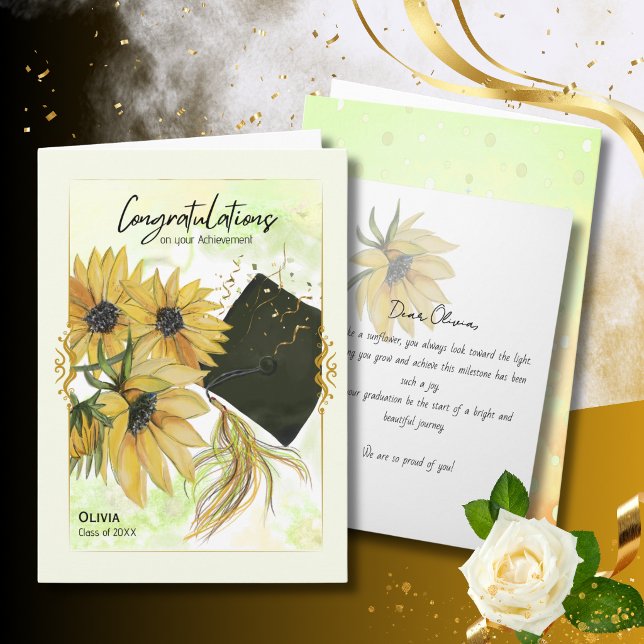 Solros Examensstart på en vacker resa Kort (Sunflower Graduation Start of a Beautiful Journey Card)