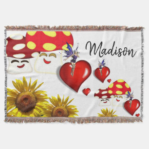 Solros Fairy Mushroom Throw Blanket Filt