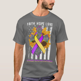 Solros Faith Hope Kärlek för Autoimmunt hepatit T Shirt