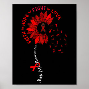 Solros Faith Hope Kärlek Ribbon Sickle Cell Medvet Poster