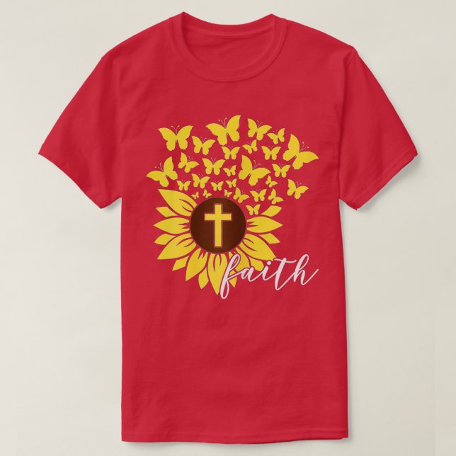 Solros Faith Kor Butterflies Christian Religi T Shirt (Design framsida)