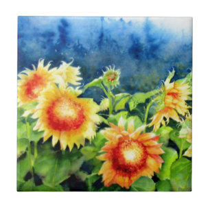Solros Fält 2, gult solblommor Kakelplatta