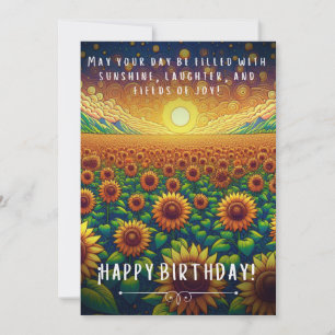 Solros Fält av Joy Birthday-platta kort