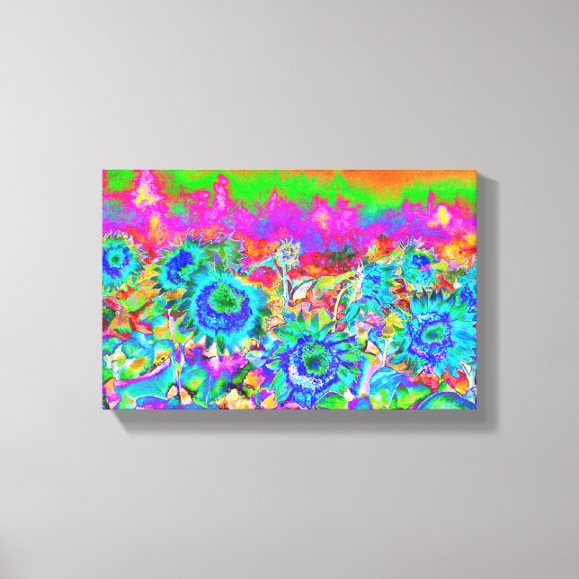 Solros Fält - blått Canvastryck (Framsida)