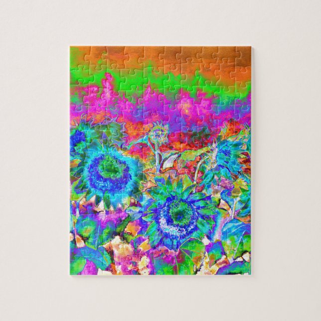 Solros Fält - blått Pussel (Vertikal)