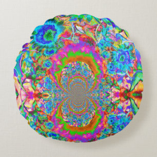 Solros fält för alltid - blått rund kudde