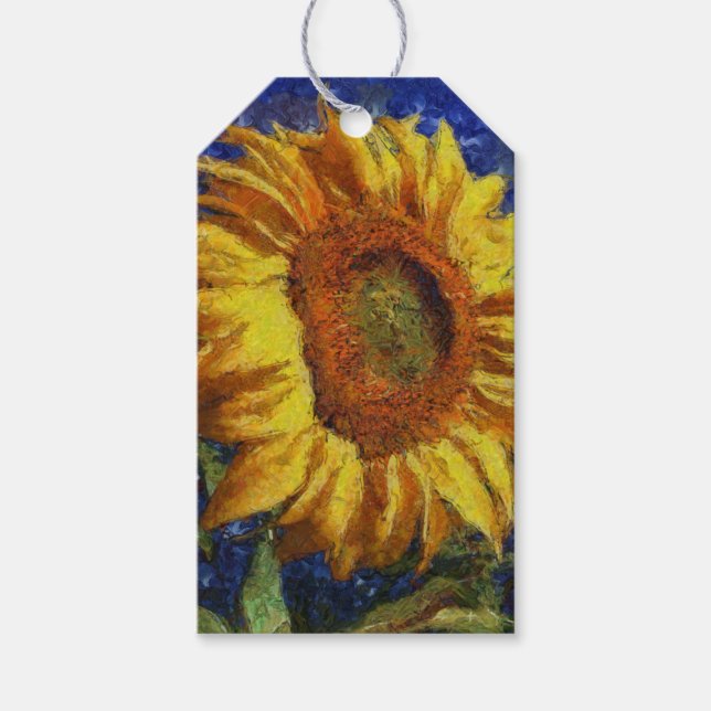 Solros Fält i färgbildande konstnärligt Stil Presentetikett (Framsidan)