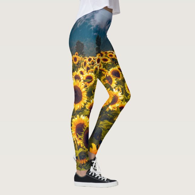 Solros Fält Landcape Flowers Gult Leggings (Höger)