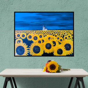 Solros Fält Painting av Alfred Fox Canvastryck
