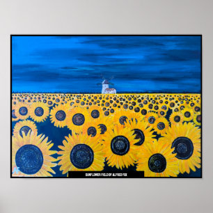 Solros Fält Painting av Alfred Fox Poster
