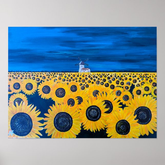 Solros Fält Painting av Alfred Fox Poster (Framsidan)