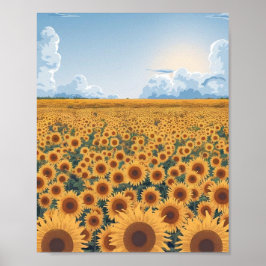 Solros Fält Poster - minimalistisk flata vektor