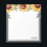Solros Färg Gräns Monogramme Anteckningsblock<br><div class="desc">Utformning av anteckningsblocket för solrosblomman färg gräns personlig. Enkel att använda mall. Skriv bara in din egen namn för att göra den till din egen. Monogrammad brev.</div>