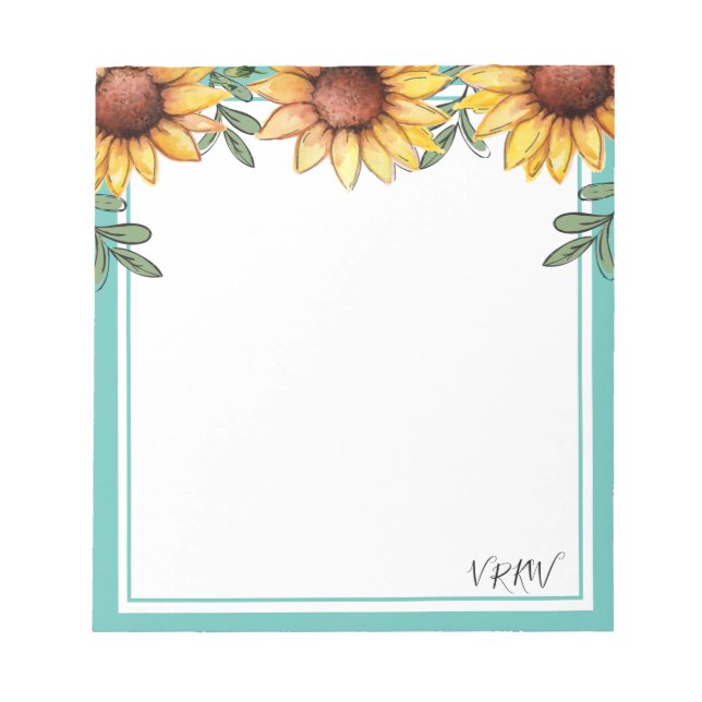 Solros Färg Gräns Monogramme Anteckningsblock (Framsida)