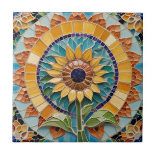 Solros Faux Mosaic med Sunny Sol Kakelplatta