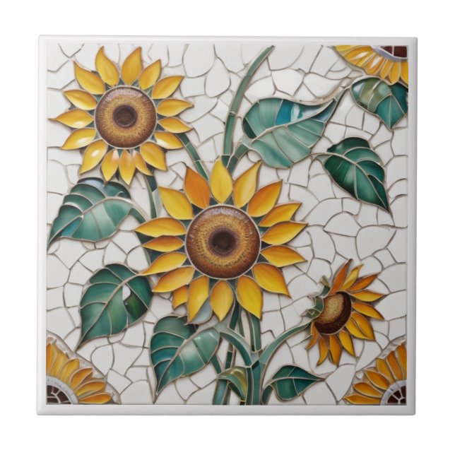 Solros Faux Mosaic White Kakelplatta (Framsidan)