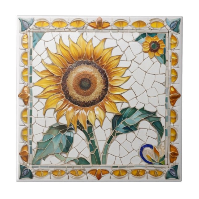 Solros Faux Mosaic White Kakelplatta (Framsidan)